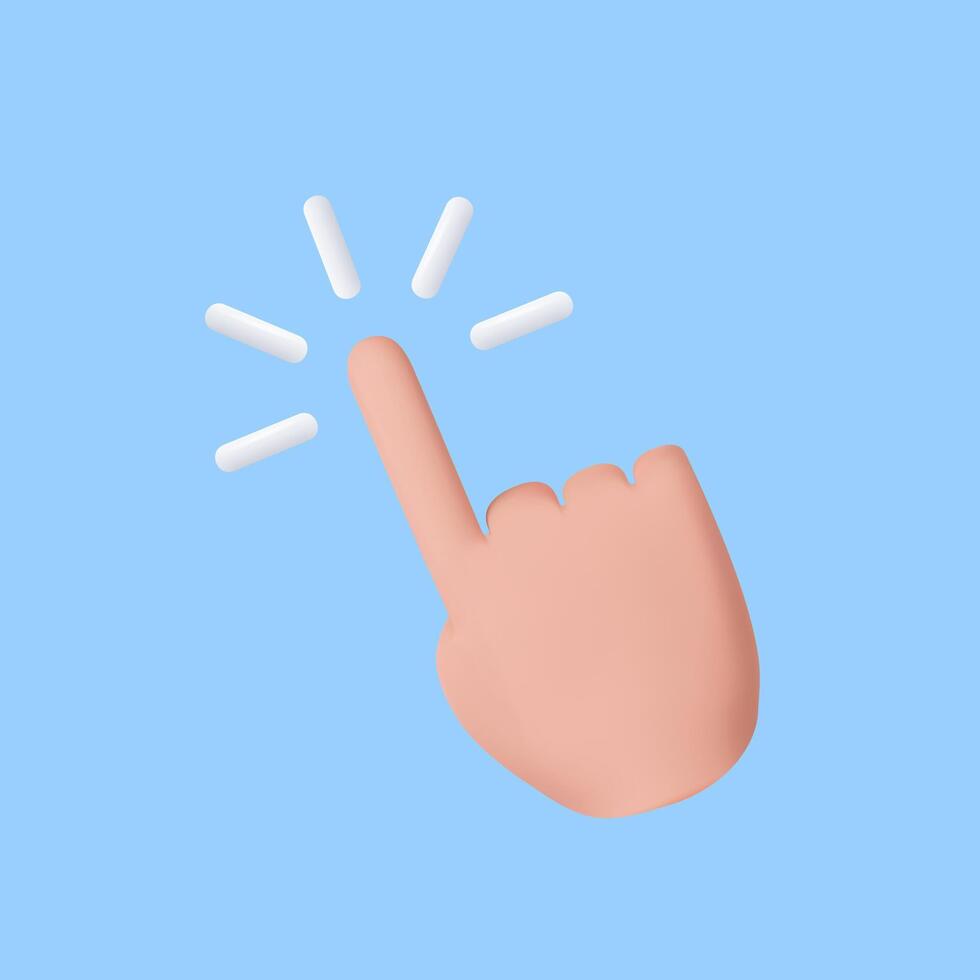 3d touch screen, hand pointing gesture, vector