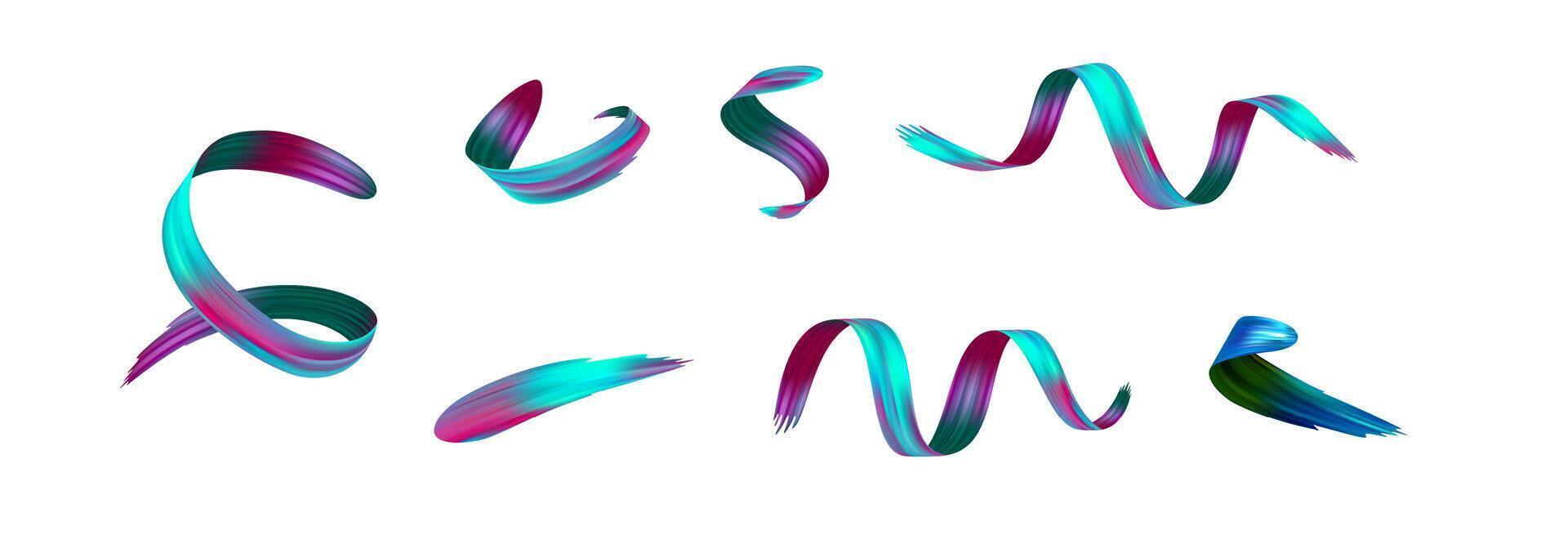 3d set Brushstroke gradient texture brush vector