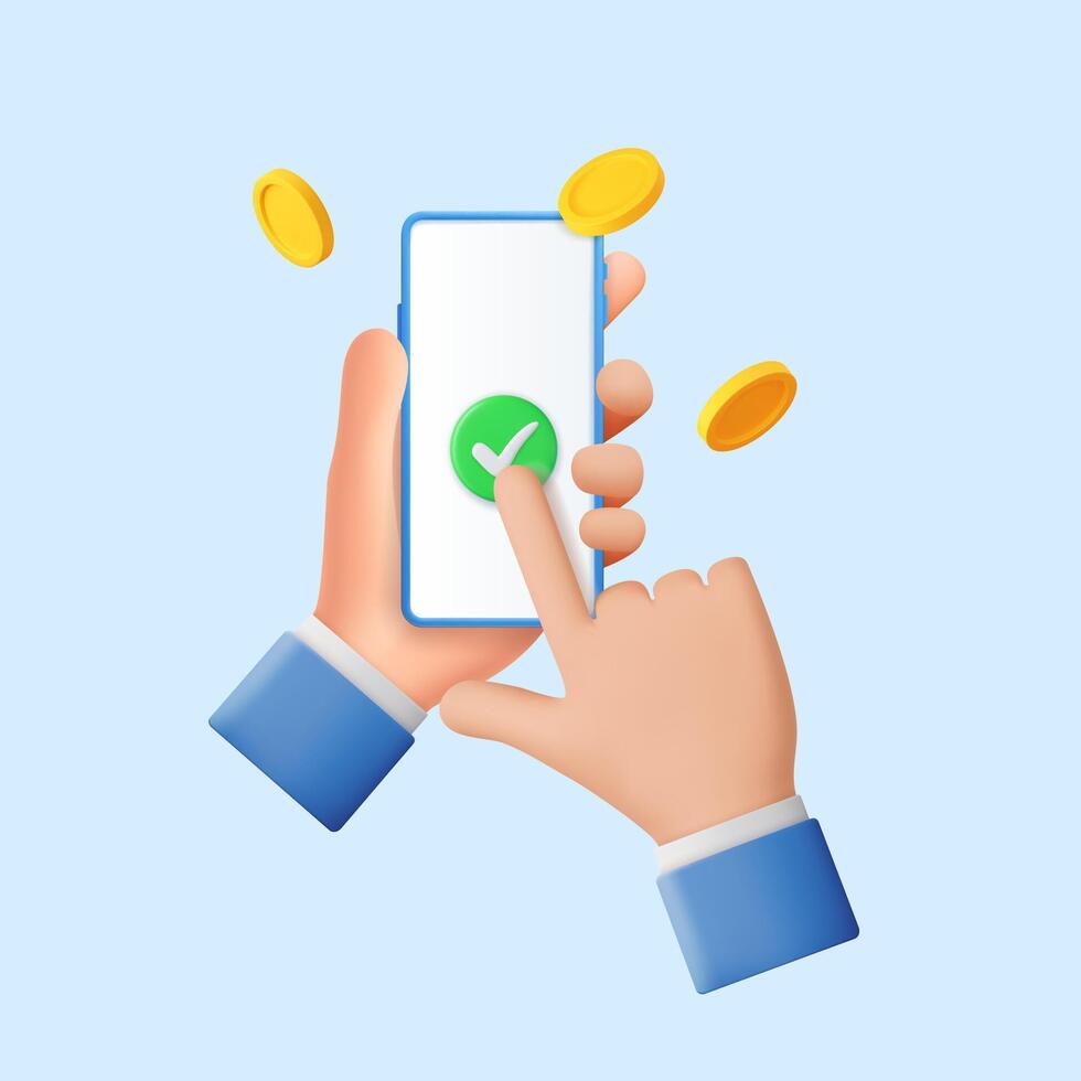 3d Phone with a white screen vector