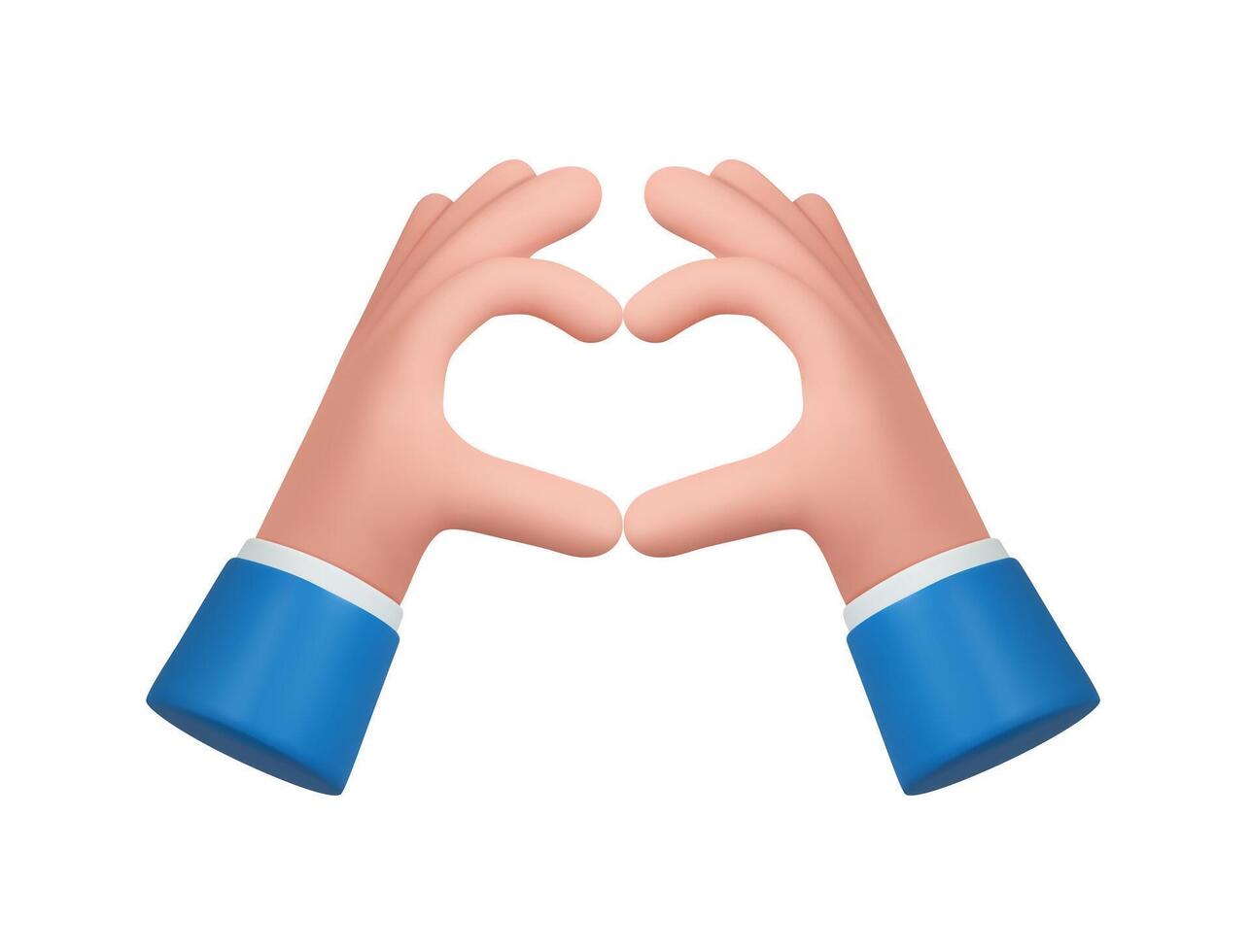 3d hands fold the shape of a heart vector