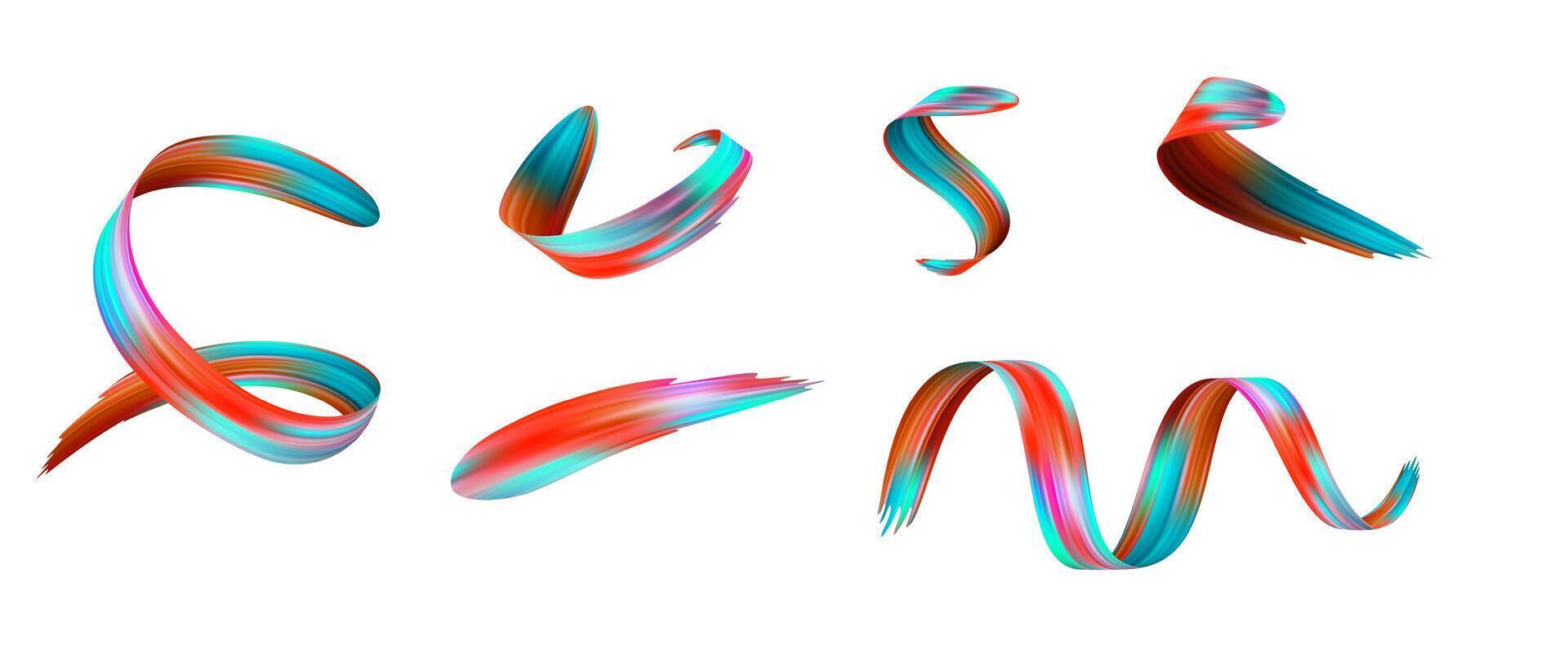 3d set Brushstroke gradient texture brush vector