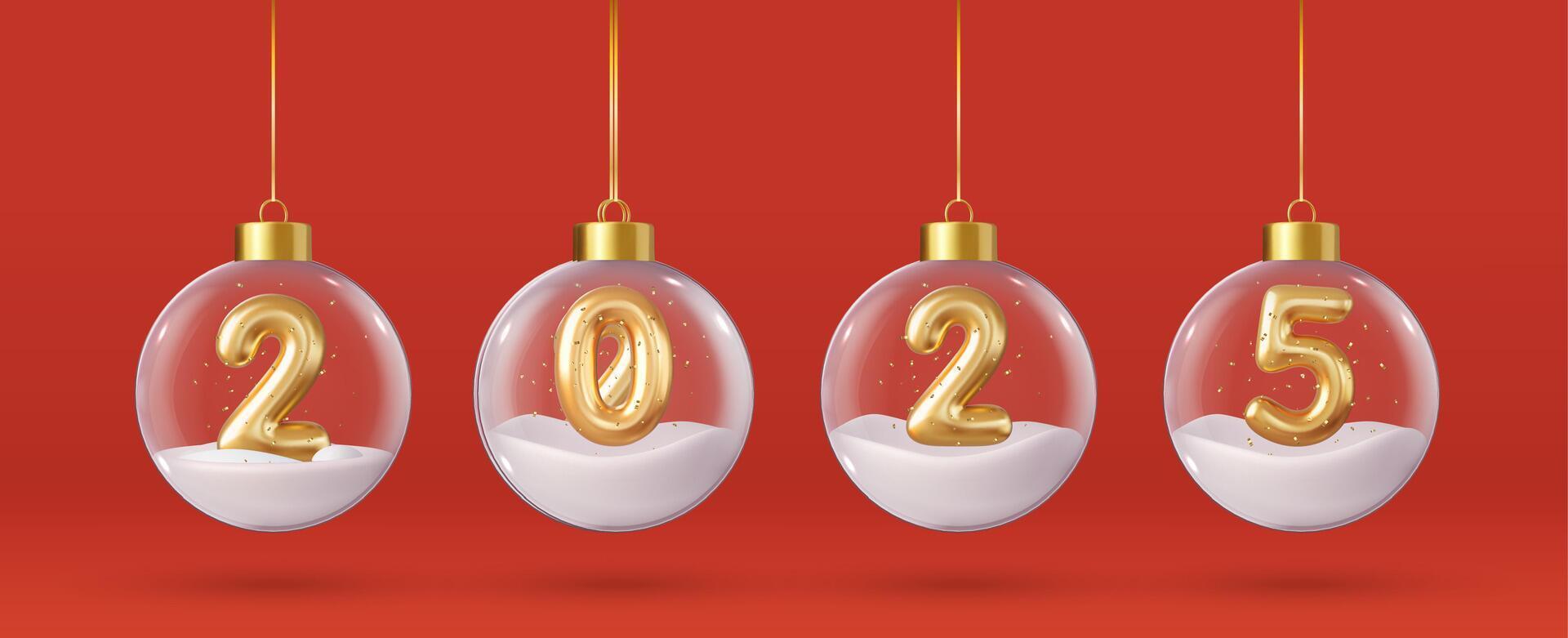 3d Christmas and New Year 2025 greeting card vector