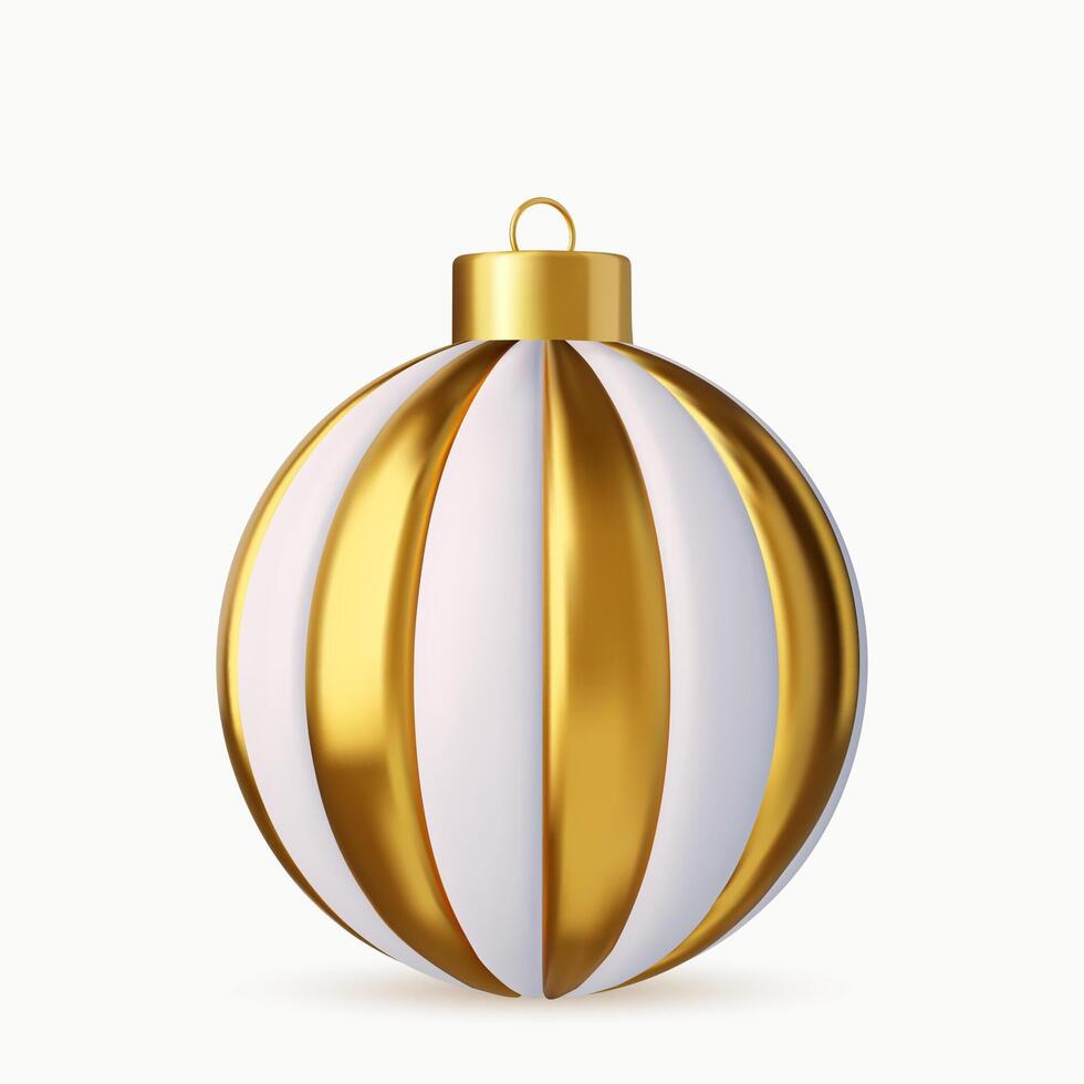 Gold and white Christmas ball vector
