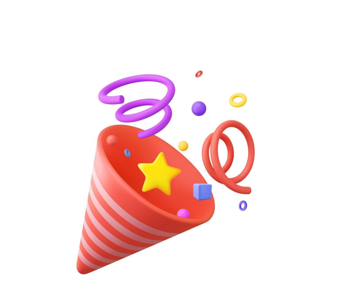 3D Party popper vector