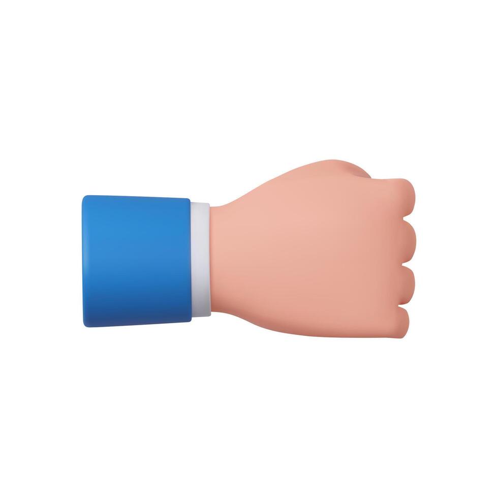 3d Cartoon character Hand fist up vector