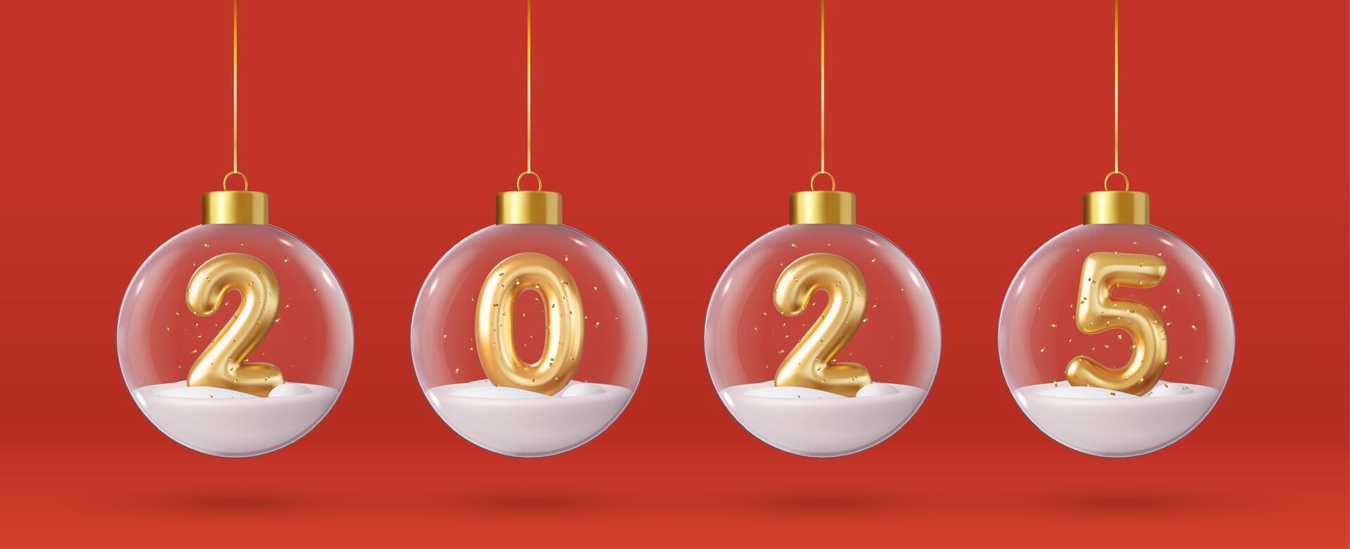 3d Christmas and New Year 2025 greeting card vector