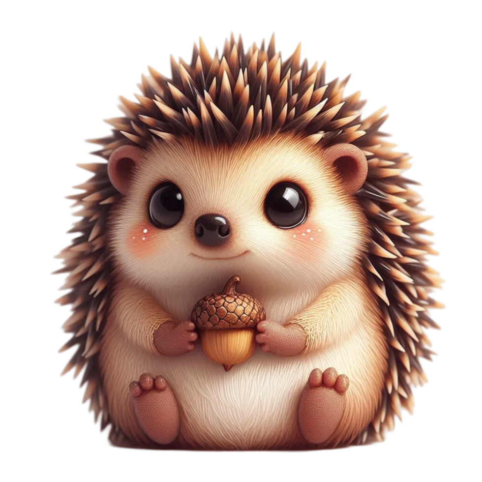 Hedgehog Holding an Acorn png