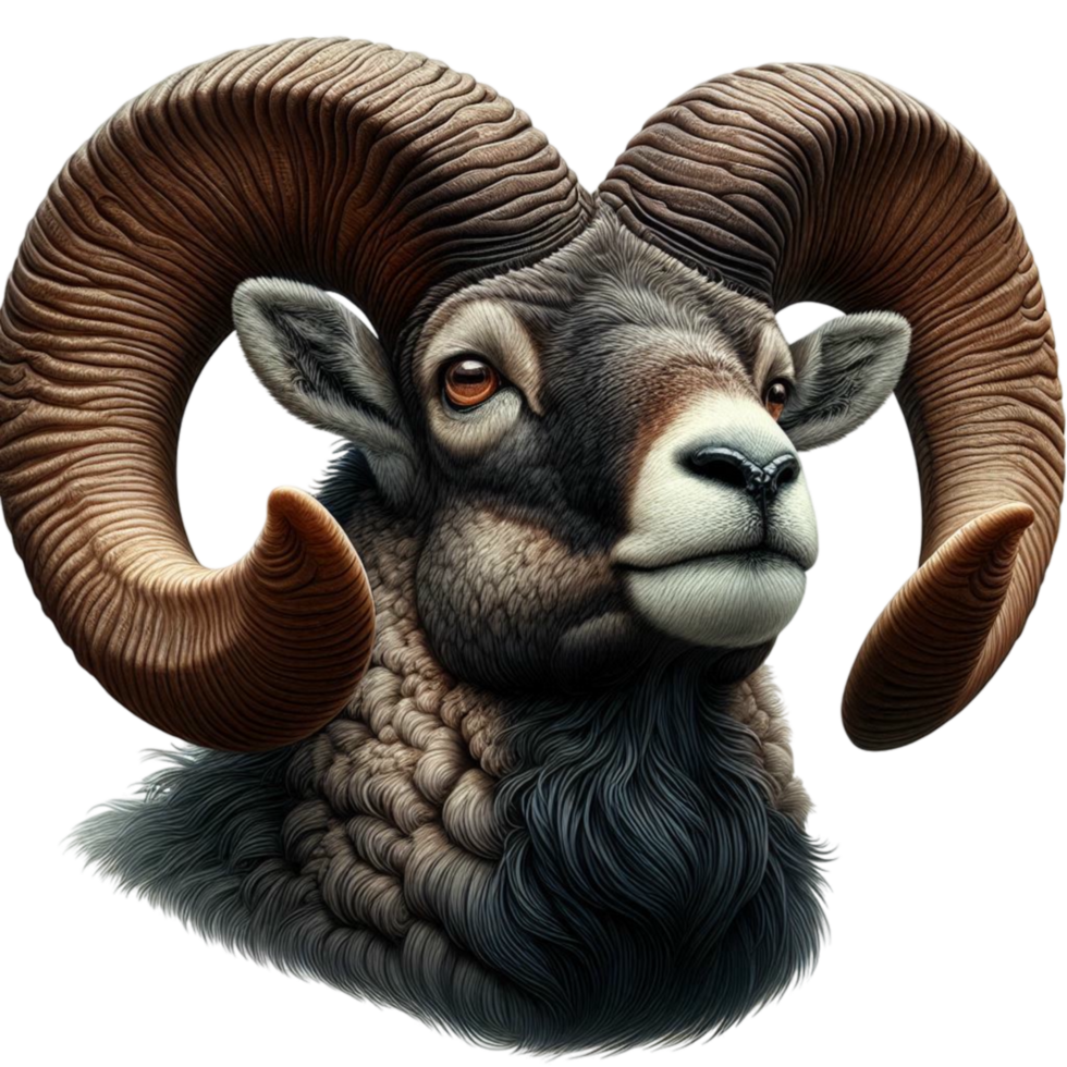 Ram's Head with Curled Horns png