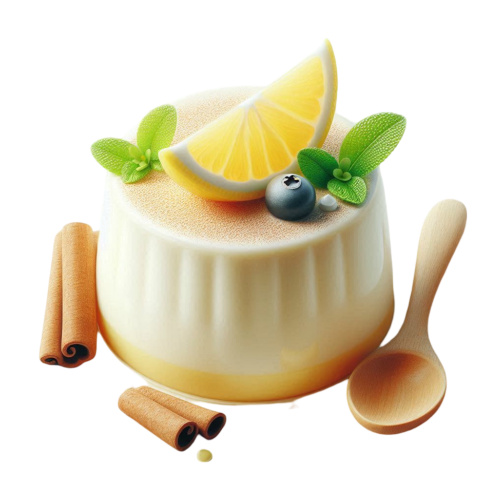Lemon Panna Cotta with Blueberry and Cinnamon png
