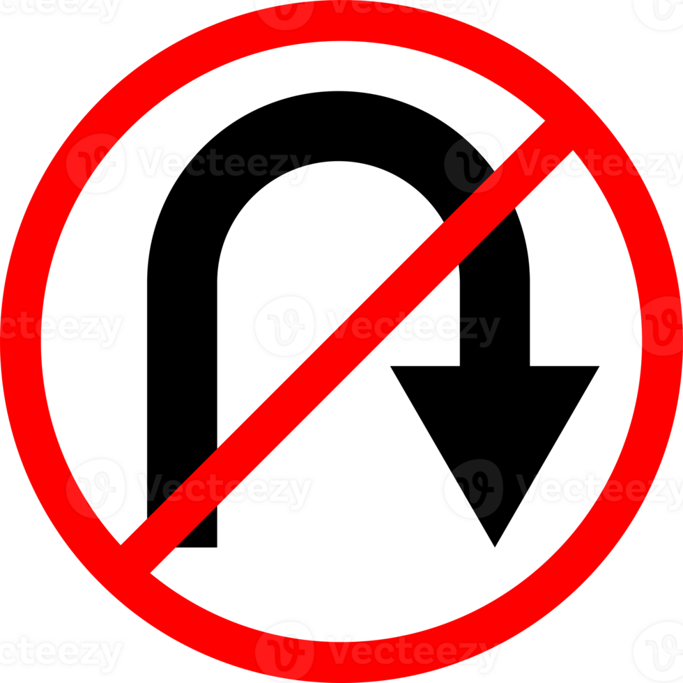 prohibition sign no left u turn allowed png