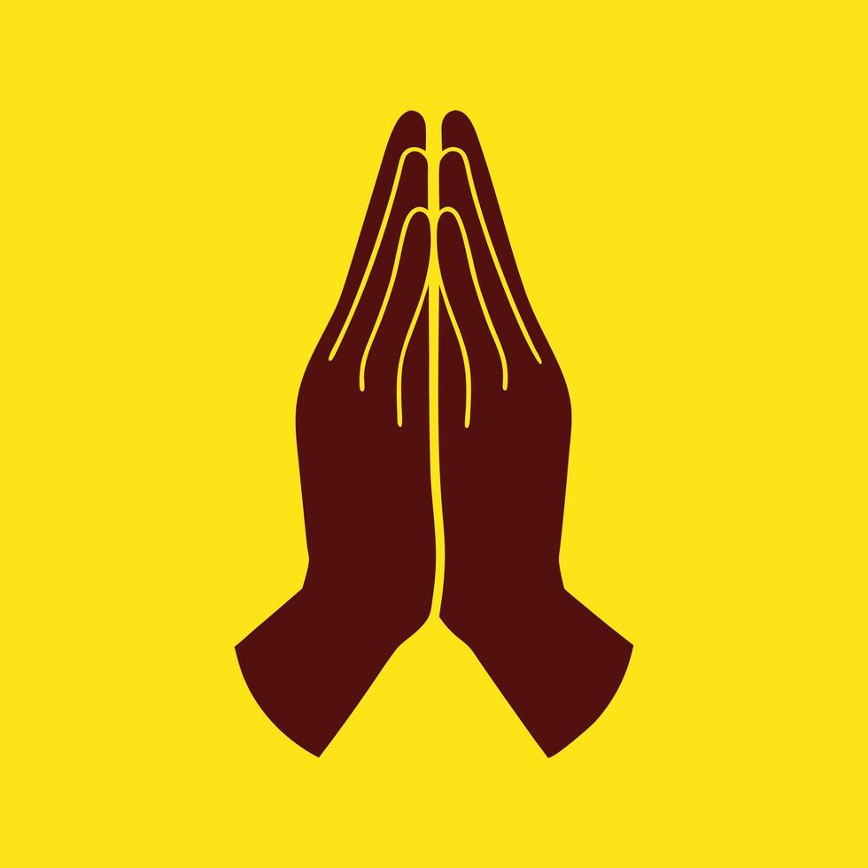 Hands Namaste Mudra, Praying, Greeting Simple Flat icon vector