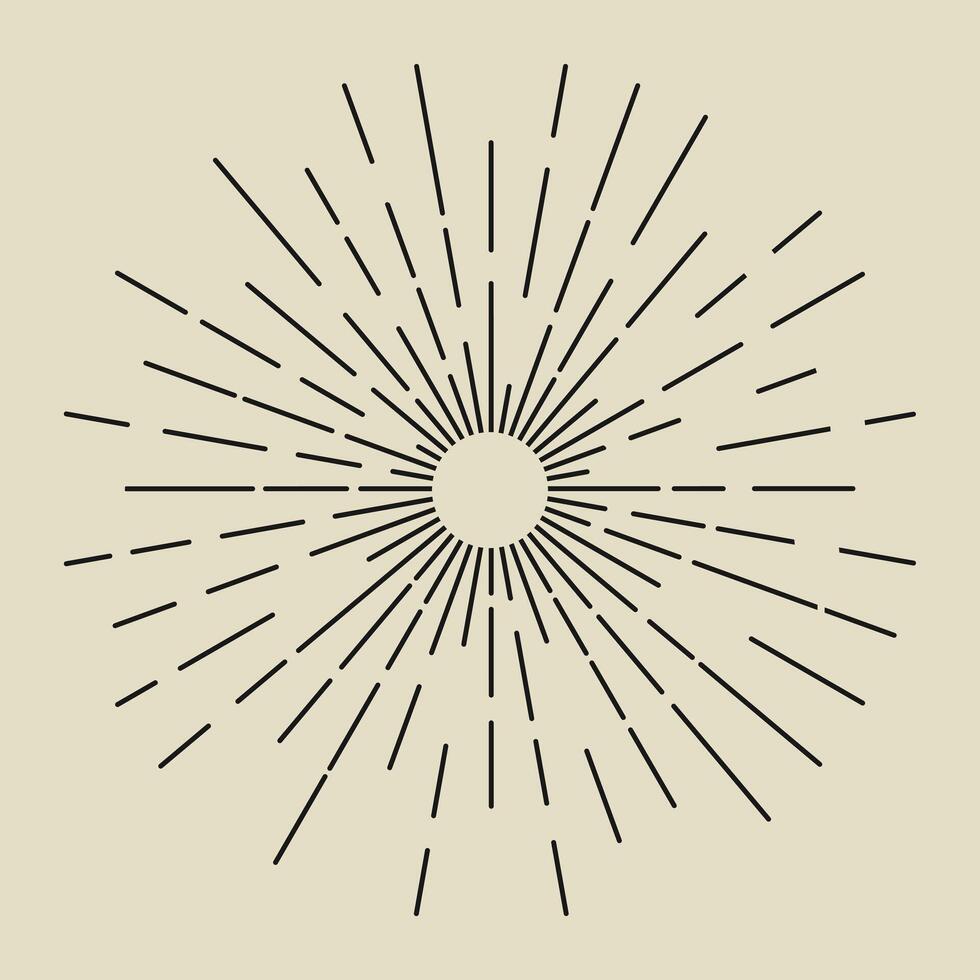 70's Vintage Retro Sunburst Starburst Sunbeam Spark Line art Texture Decoration Abstract Frame Element. vector
