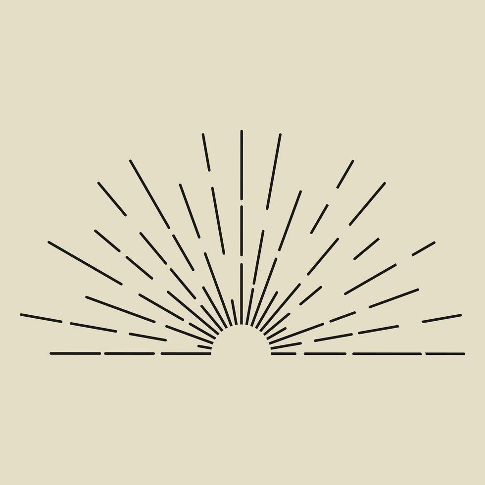 Half Circle Sunburst Starburst Sunbeam Spark Line art Vintage Retro Texture Decoration Abstract Frame Element. vector