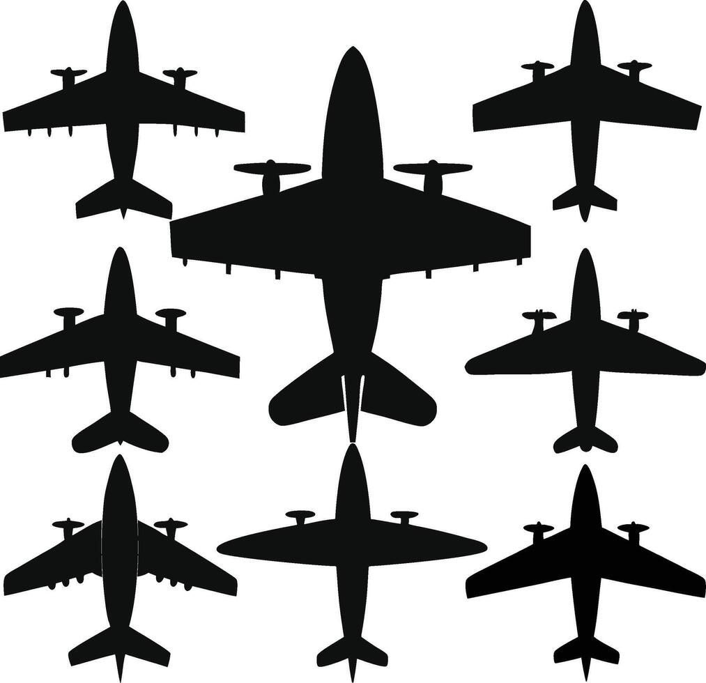 A set of Planes silhouette on white background vector