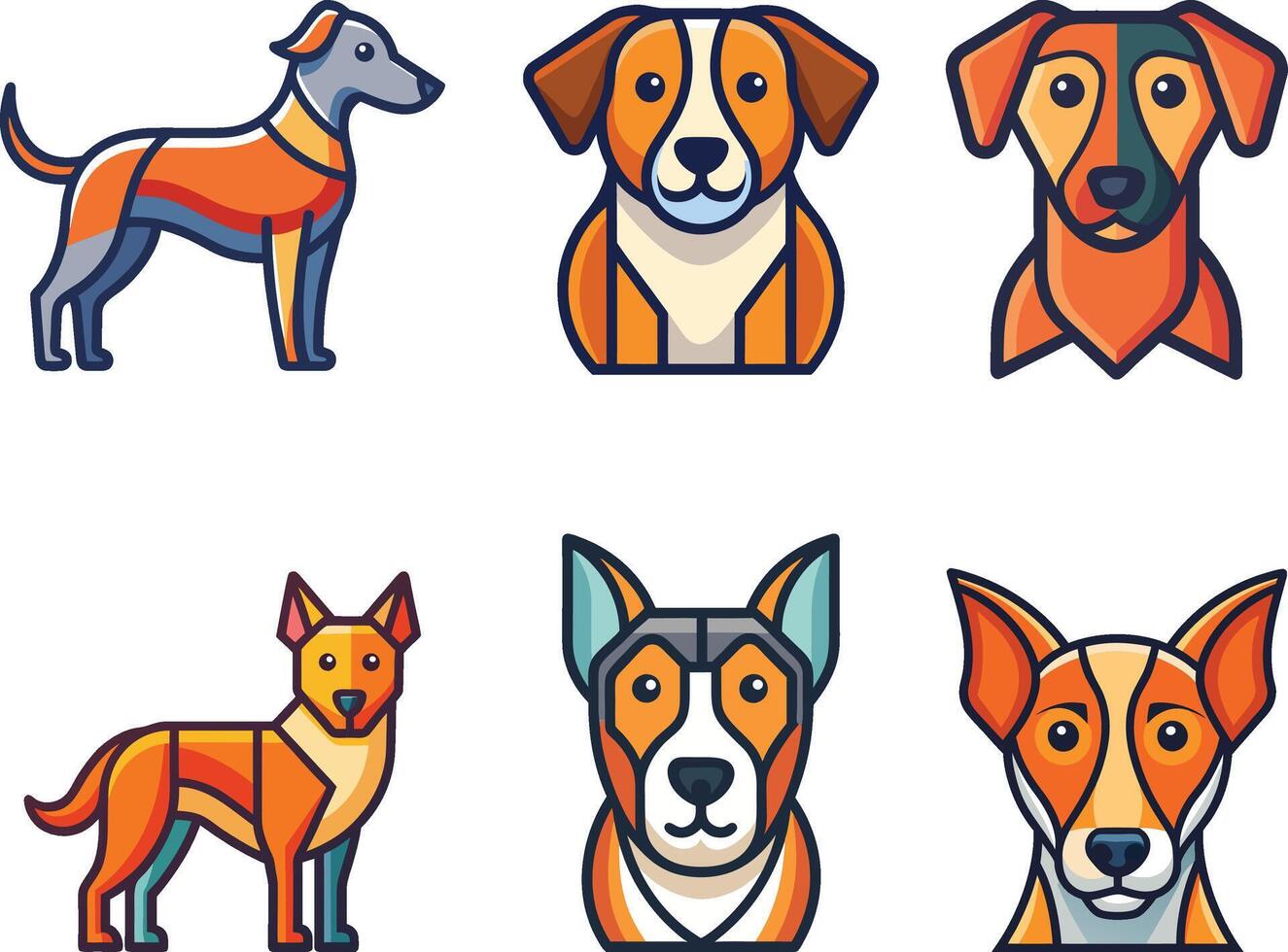 A set of Dog Logos Illustration on white background vector