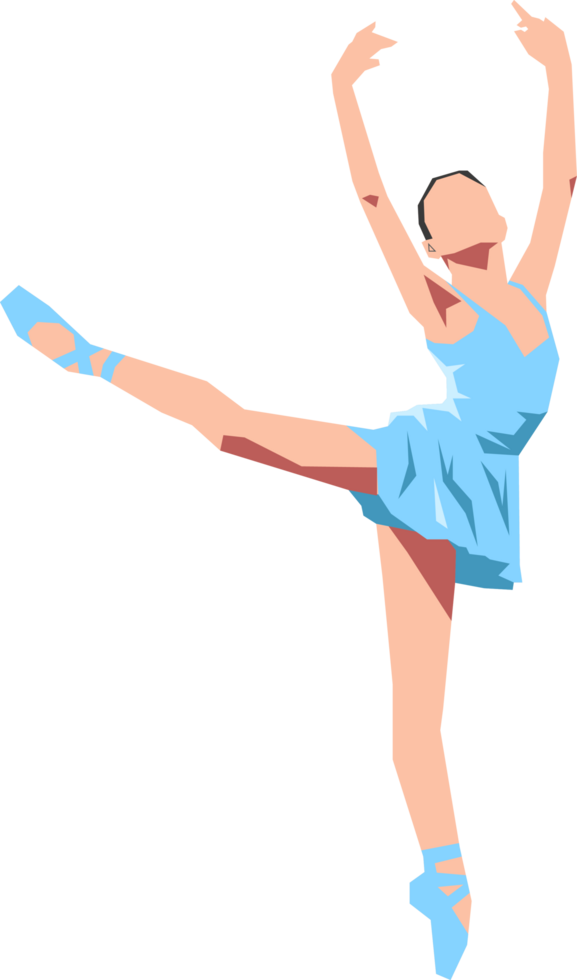 Ballerina flat . Beauty female ballet dancer illustration. png
