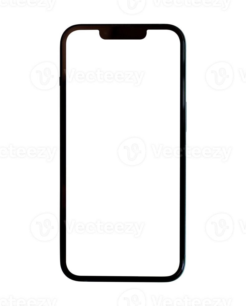 Mobile smartphone mockup with blank screen isolated on transparent background. File png