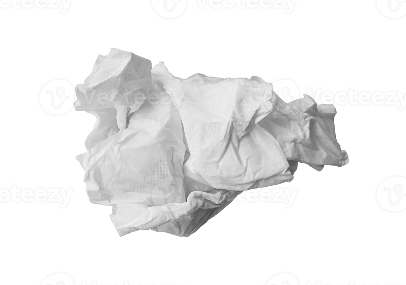 Crumpled tissue paper isolated on transparent background. file format png