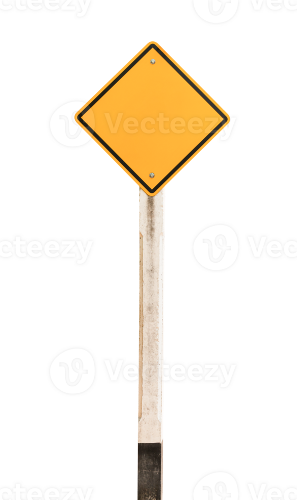 Blank yellow road sign or Empty traffic signs isolated on transparent background. png