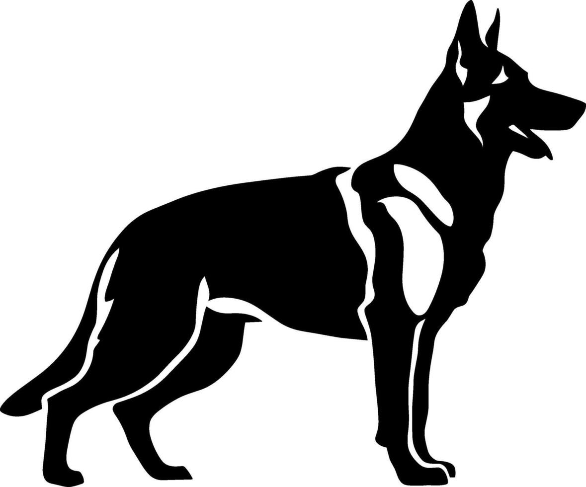 A german shepherd dog is standing in front of a white background vector