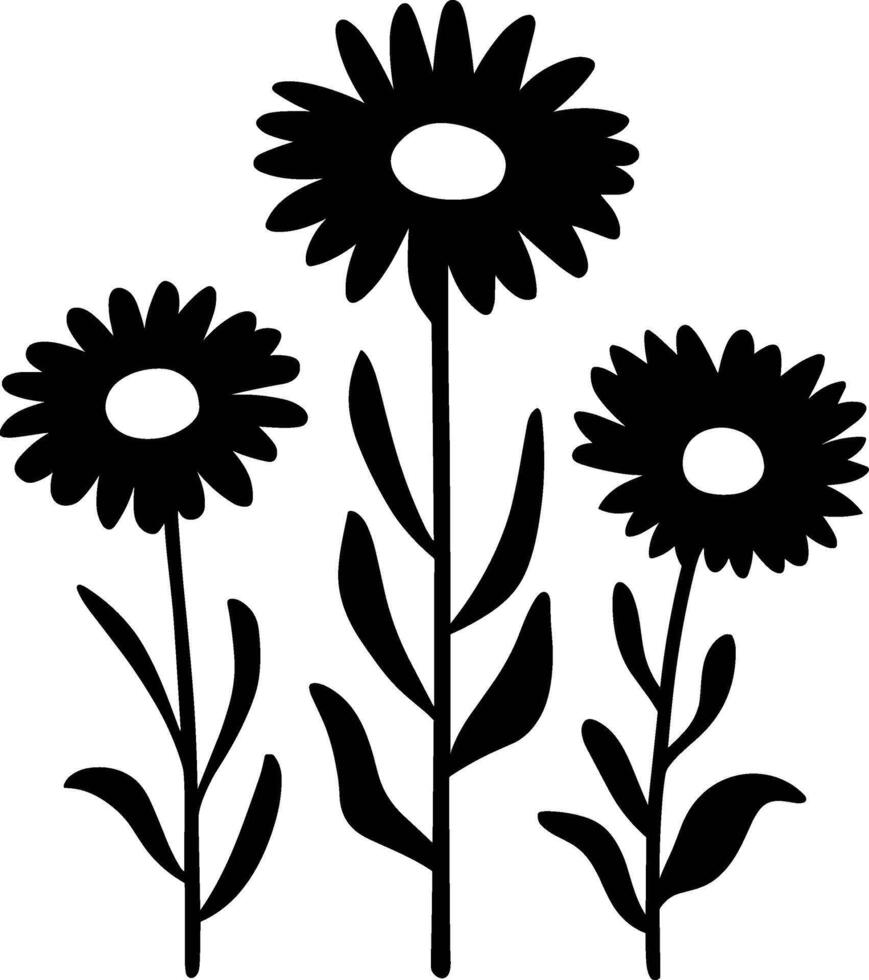 Black and white flowers clip art vector