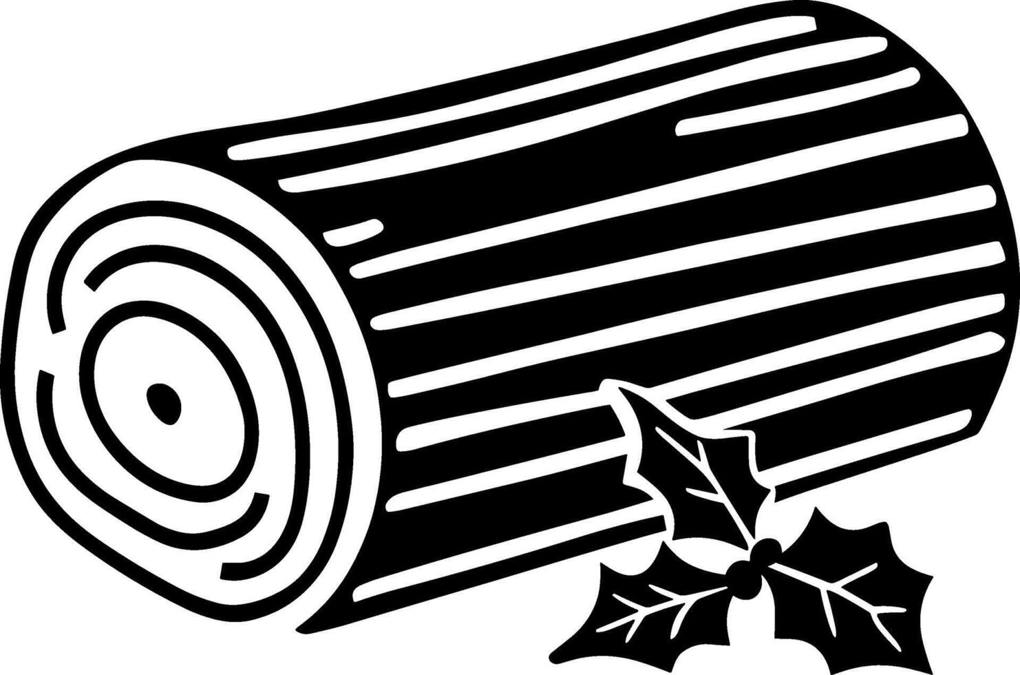 Log with holly and leaves clipart vector