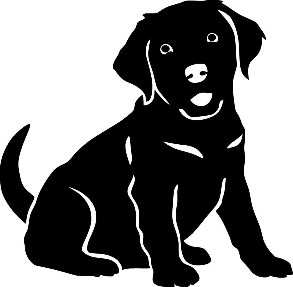 Black and white dog silhouette on a white background vector