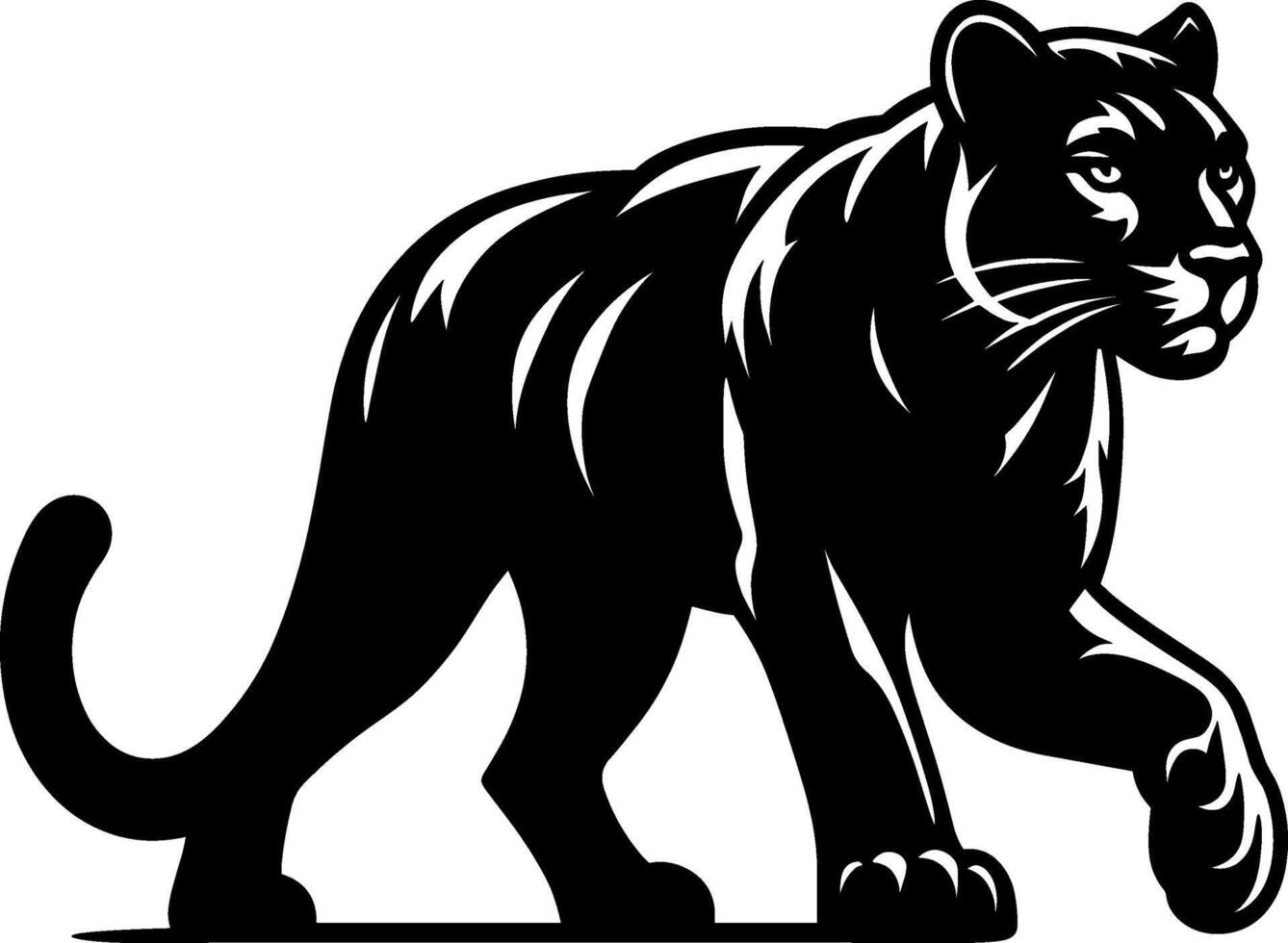 A black panther walking on a white background vector