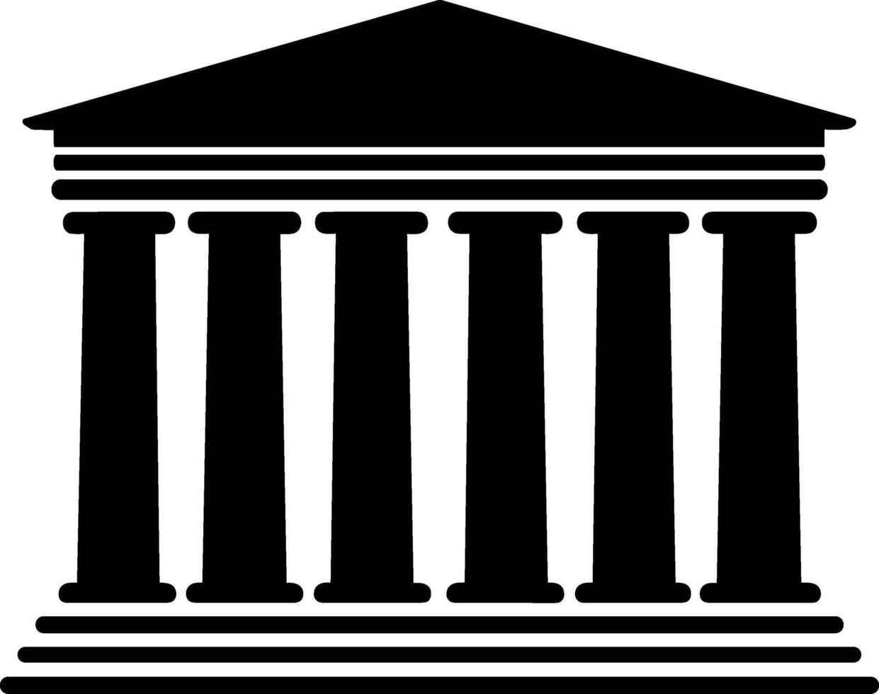 A black and white image of a building with columns vector