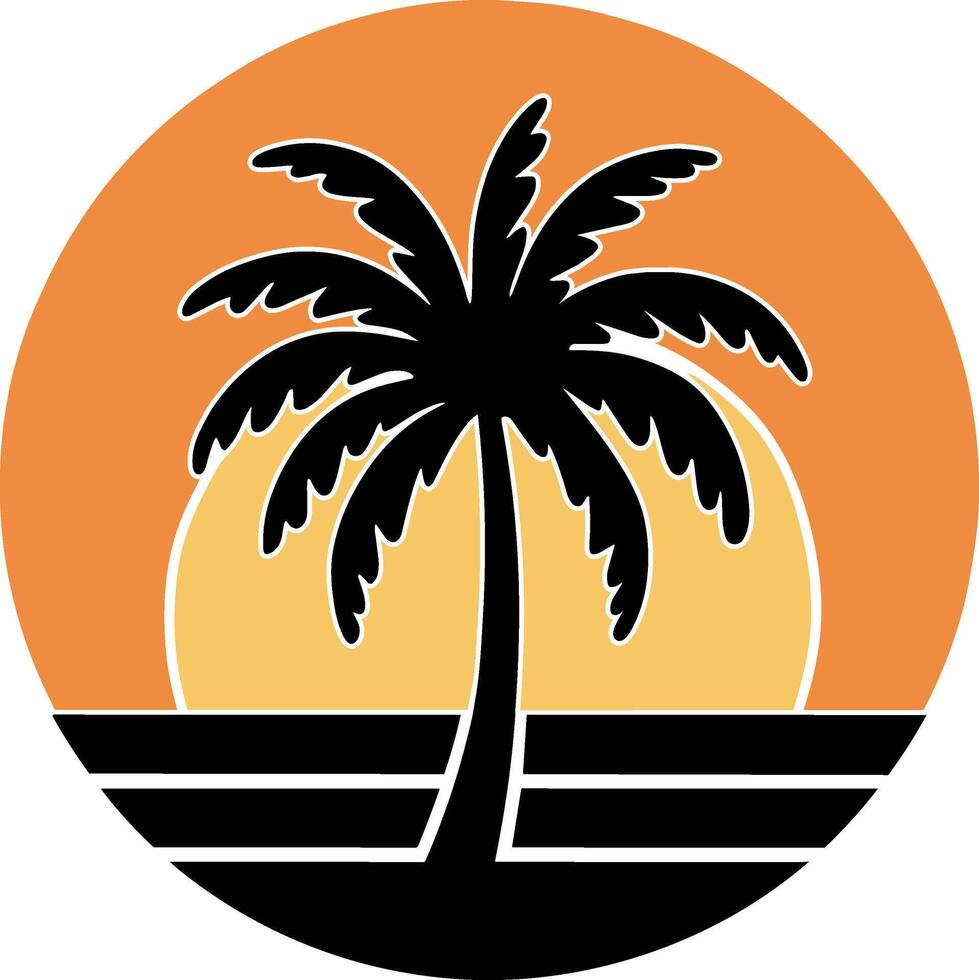 Palm tree at sunset vector