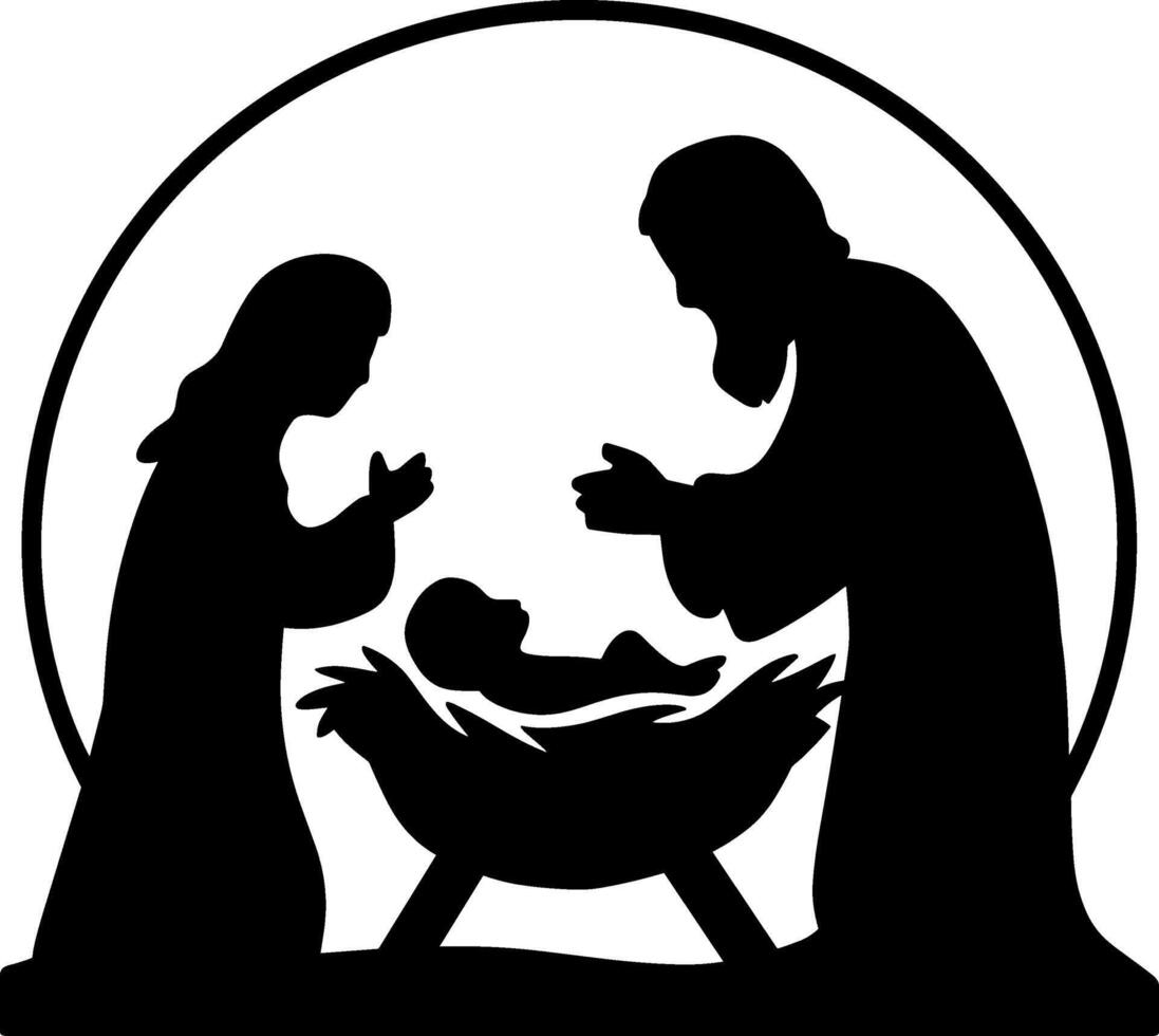 Nativity scene silhouette clipart vector