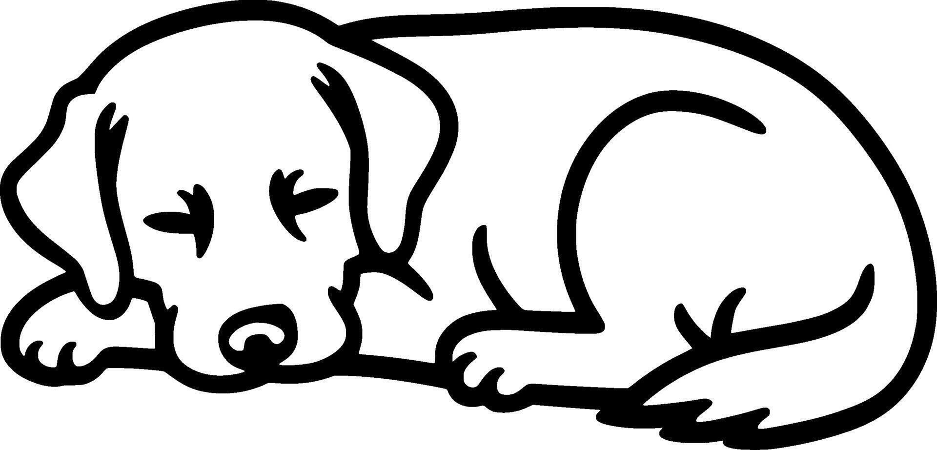 A dog laying down on its side with its head down vector