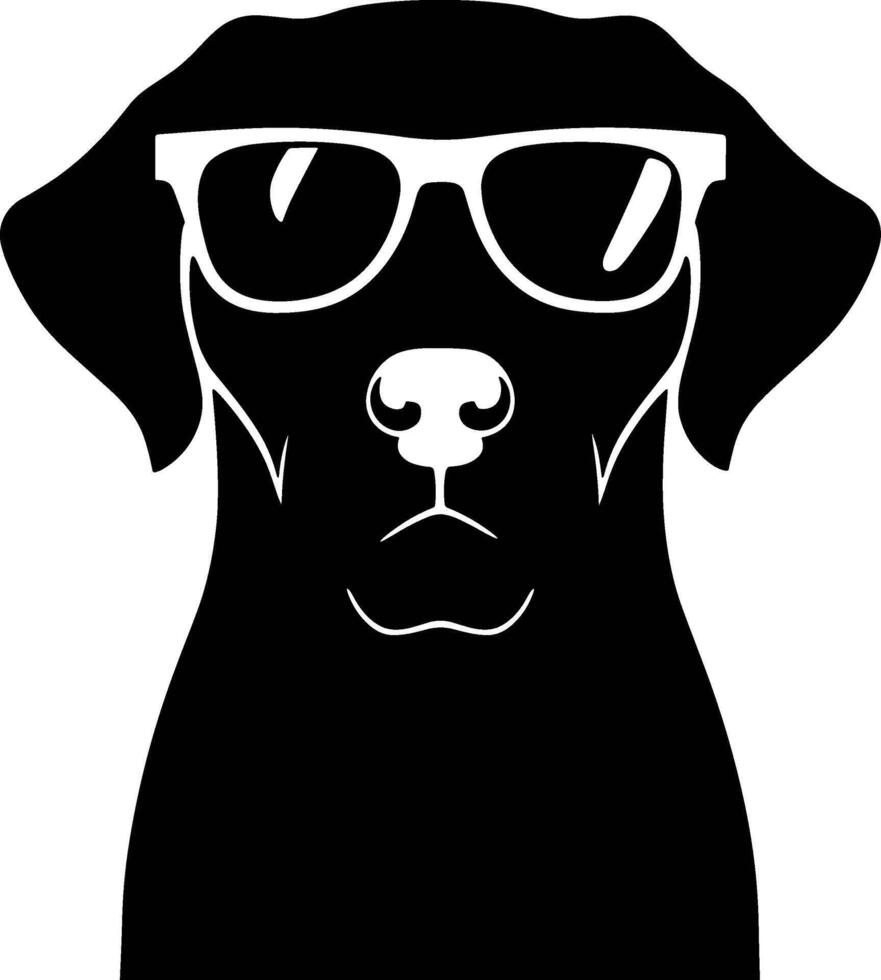 A black dog wearing sunglasses on a white background vector