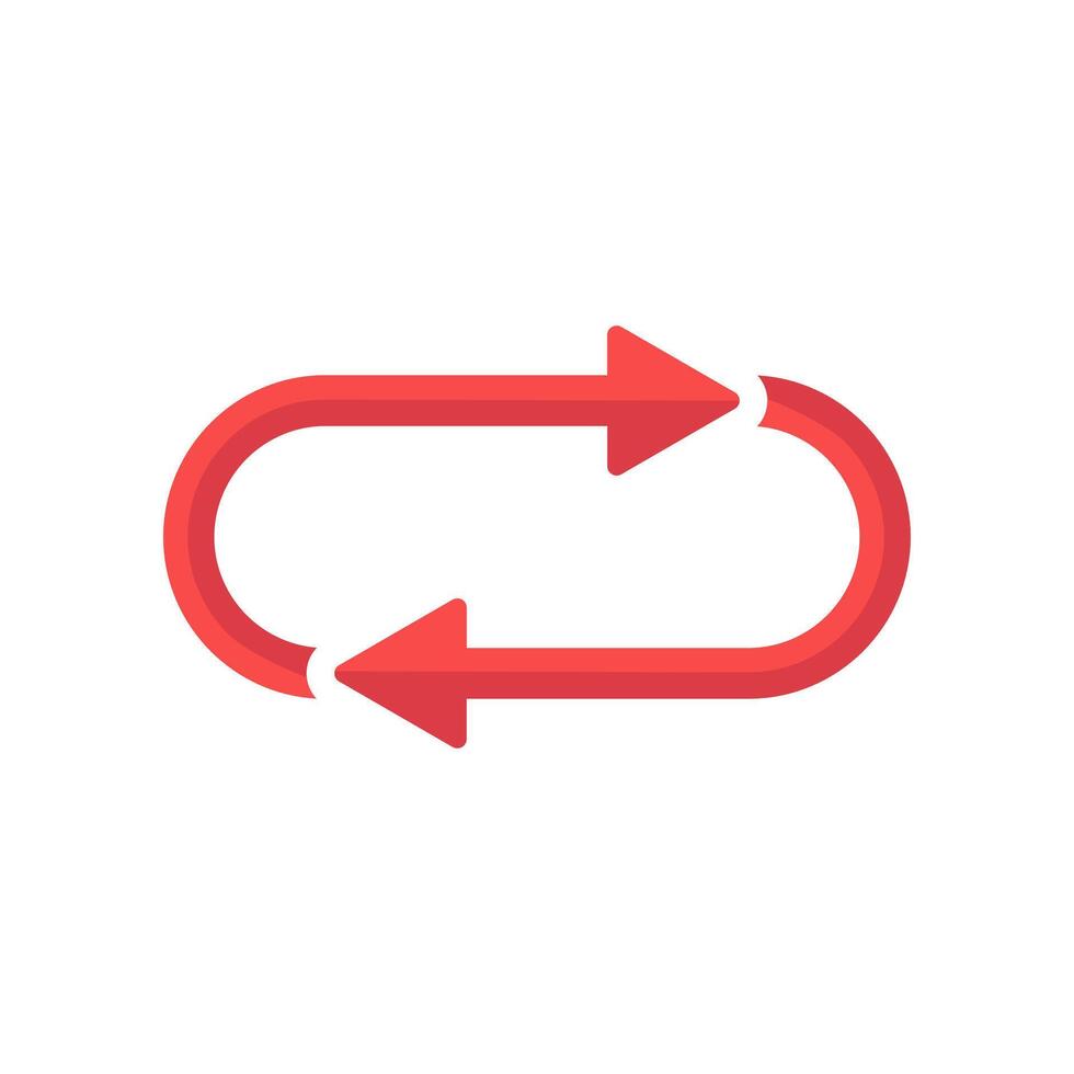 Red arrows pointing in opposite directions, with a white background vector