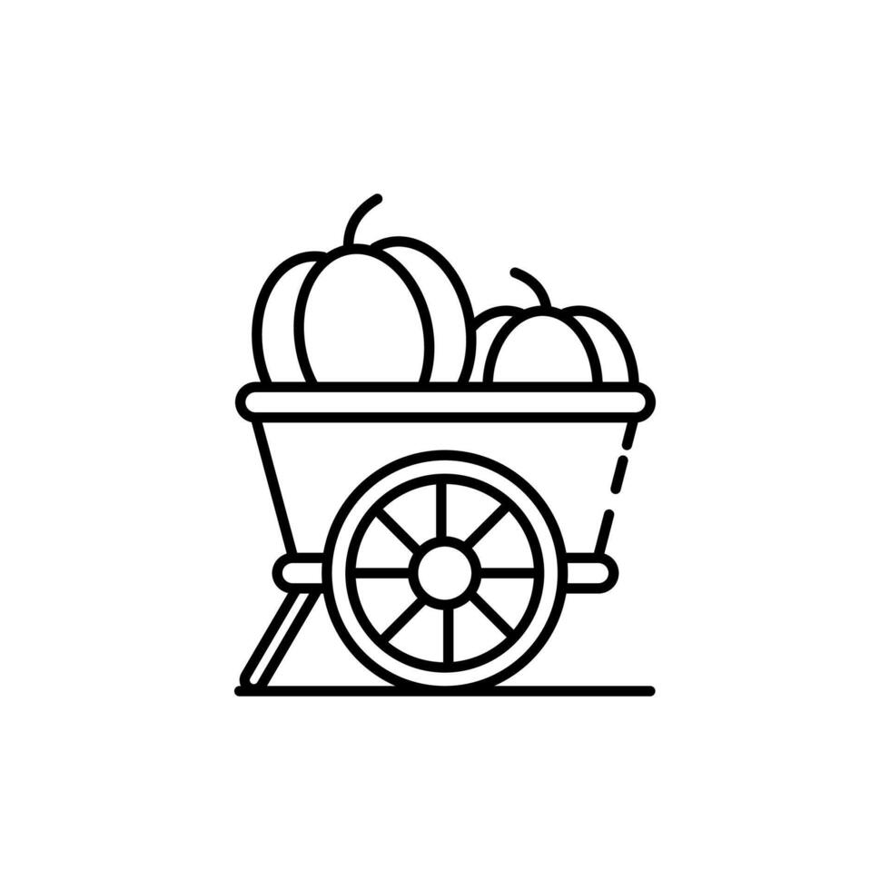 cart icon full of pumpkins. Agriculture symbol Perfect for web design, mobile, print, etc. isolated on white background vector
