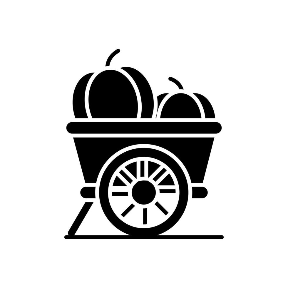 cart icon full of pumpkins. Agriculture symbol Perfect for web design, mobile, print, etc. isolated on white background vector