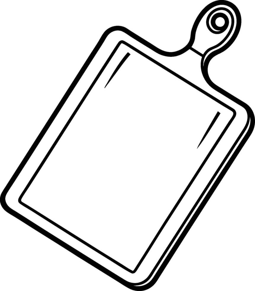 High-Quality Cutting Board Outline on White Background vector