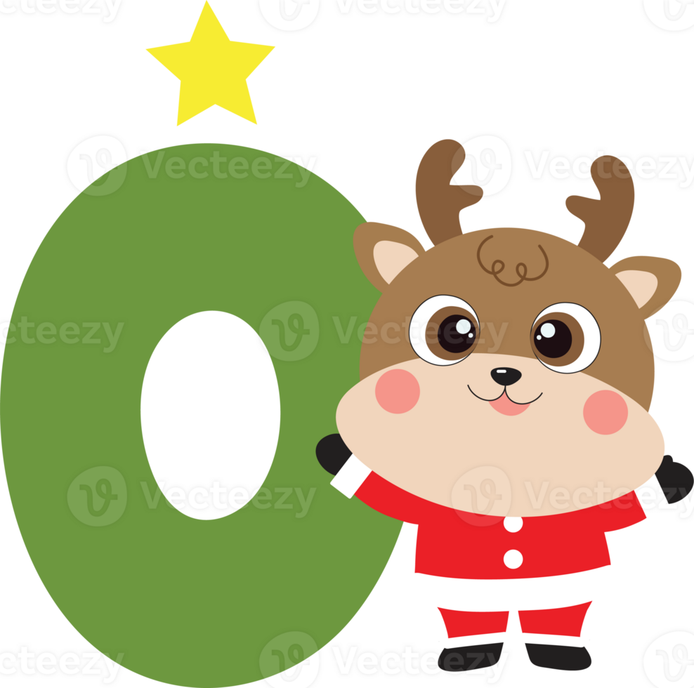 Cartoon number and reindeer. png