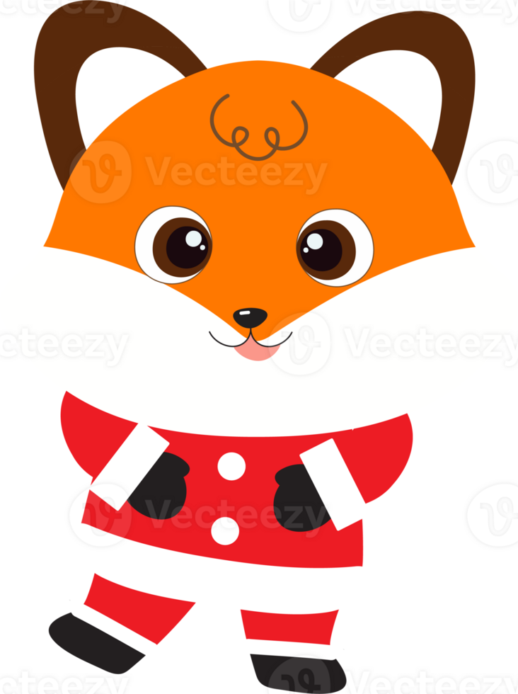 Cute Little fox in a Santa Suit png