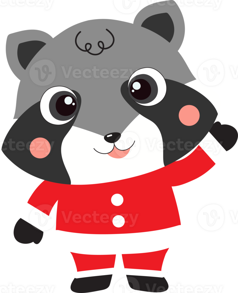 Cute Little raccoon in a Santa Suit png