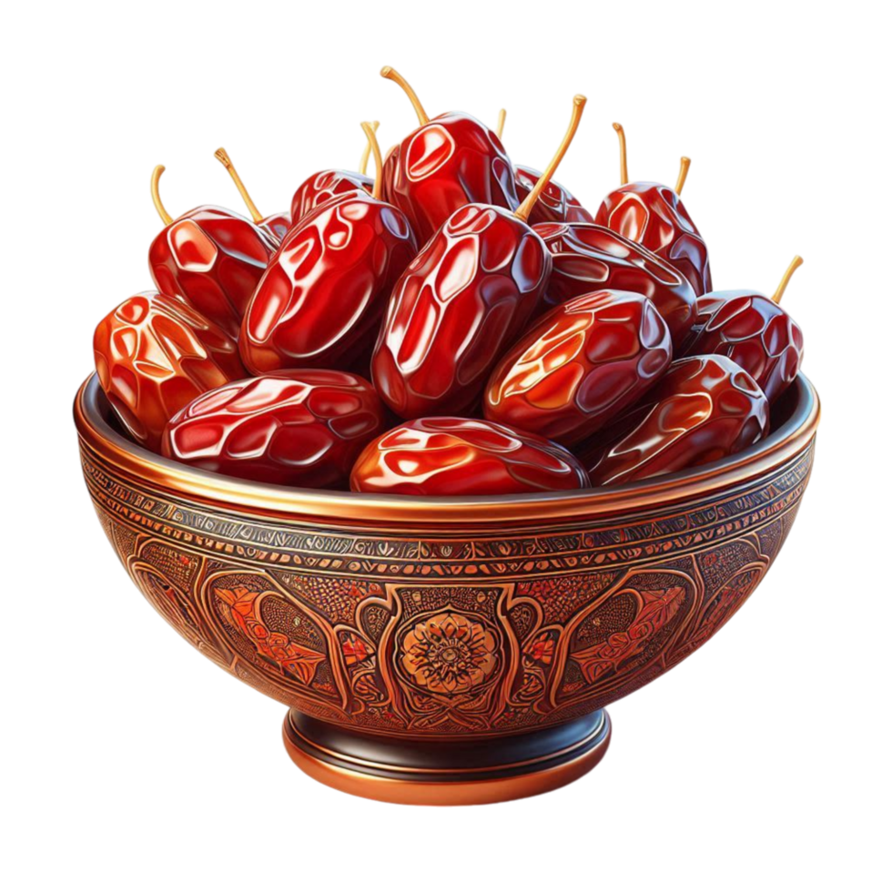 Plate with dried dates for Ramadan png