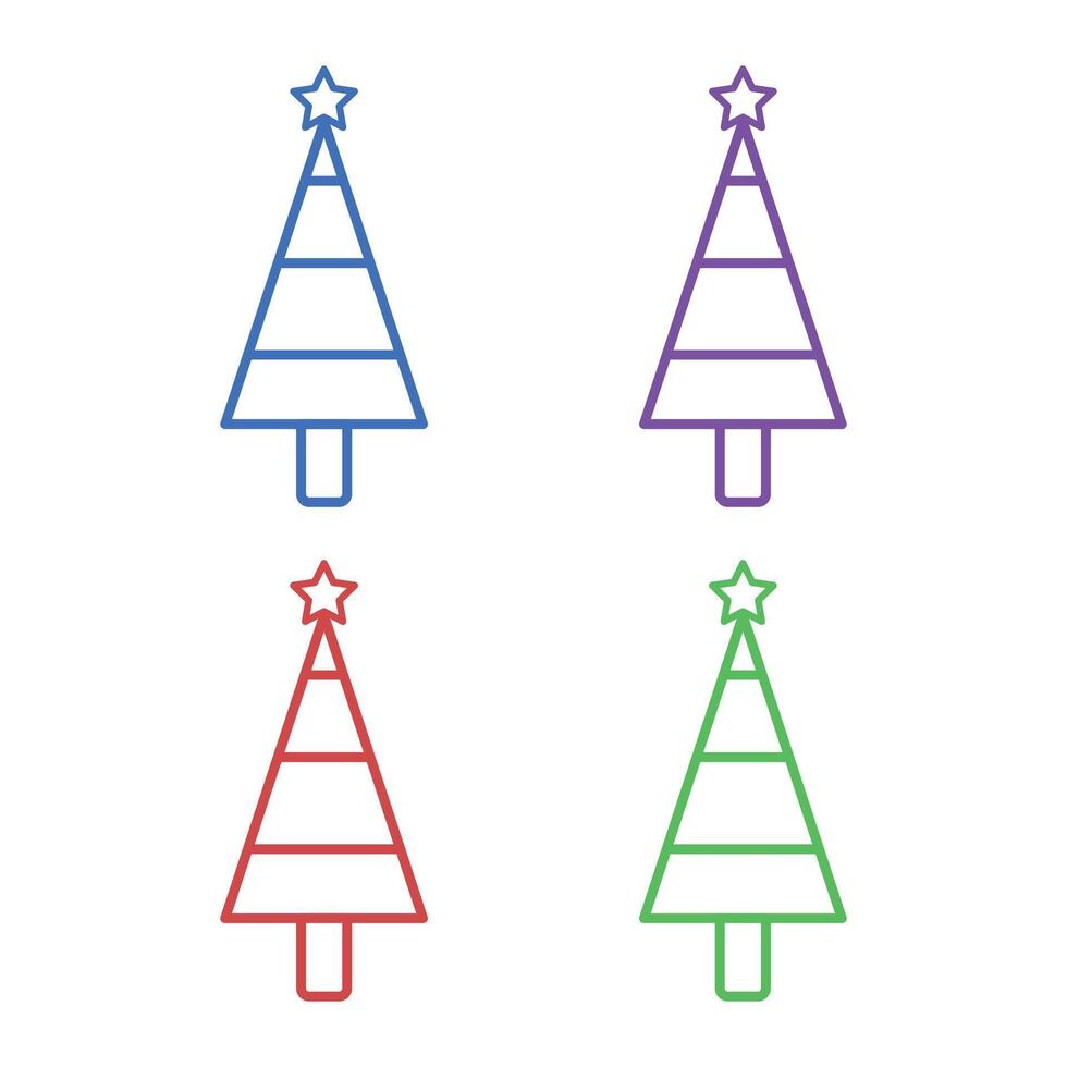 Set of minimal Christmas trees, various colors vector