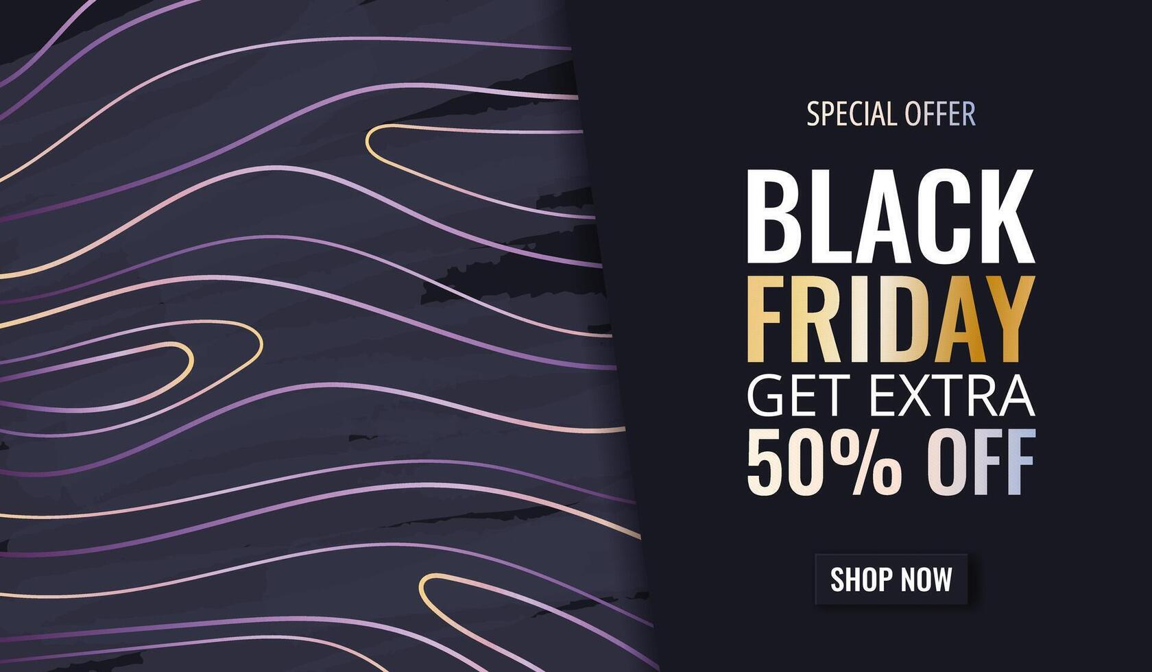 Black Friday Sale horizontal banner with brush strokes, lines and text. Abstract simple background for advertising, social media posts, promotion, web banners. Modern discount background. vector