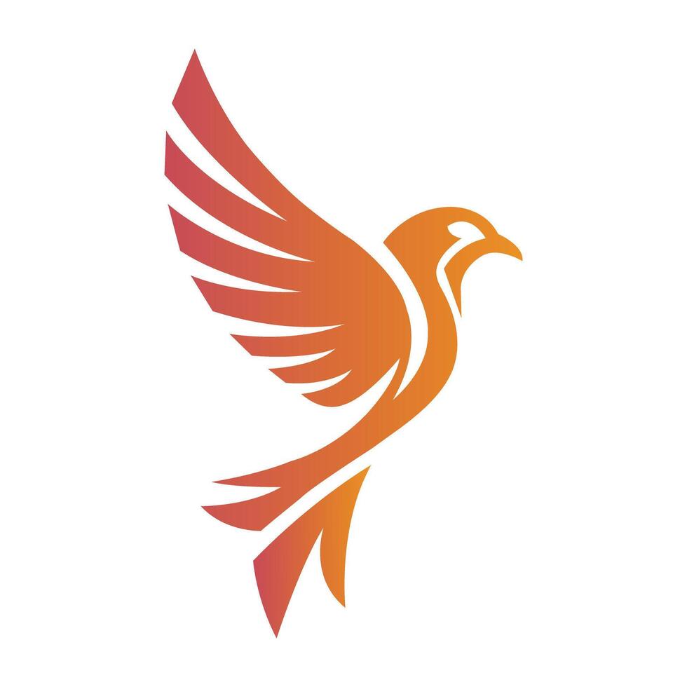 Logo in the form of a bird with widely spread wings. vector