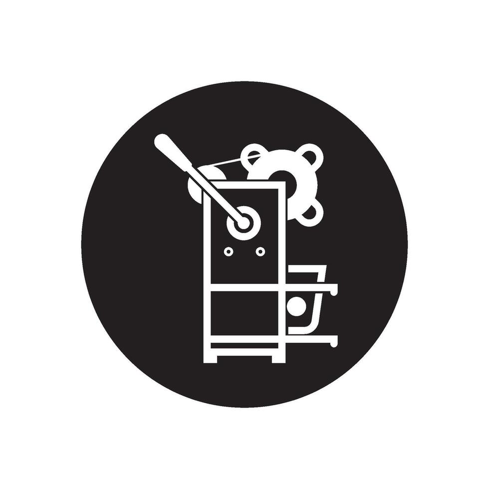 A black and white illustration of a machine with a bear on it vector