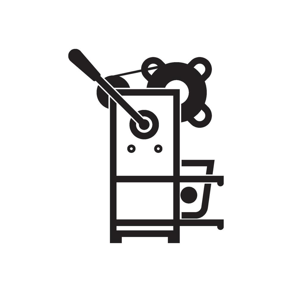 A black and white illustration of a machine vector
