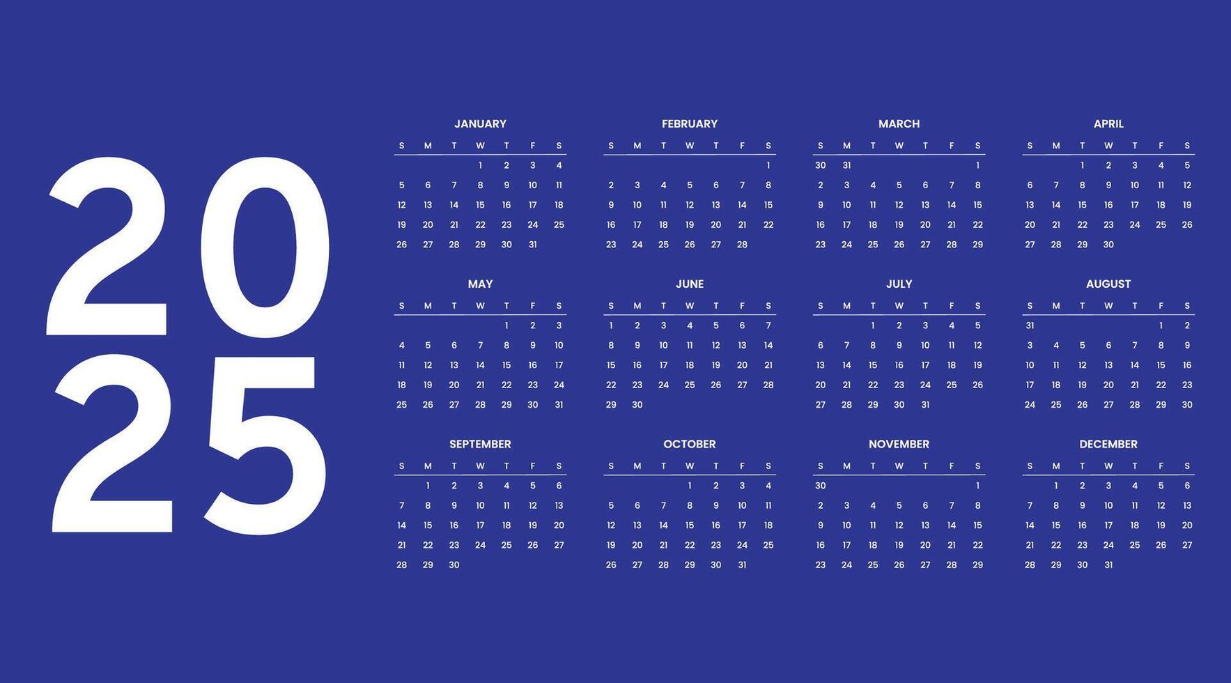 2025 calendar design for print vector