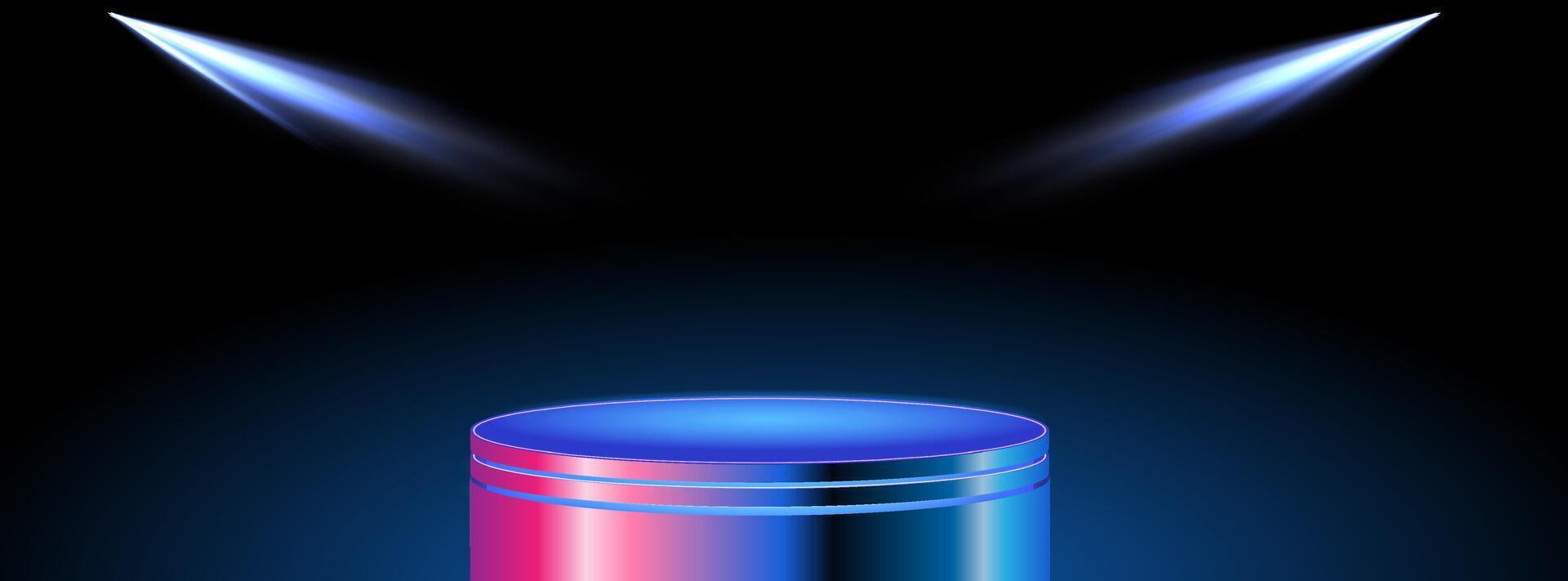 A blue and pink cylinder with lights on it vector