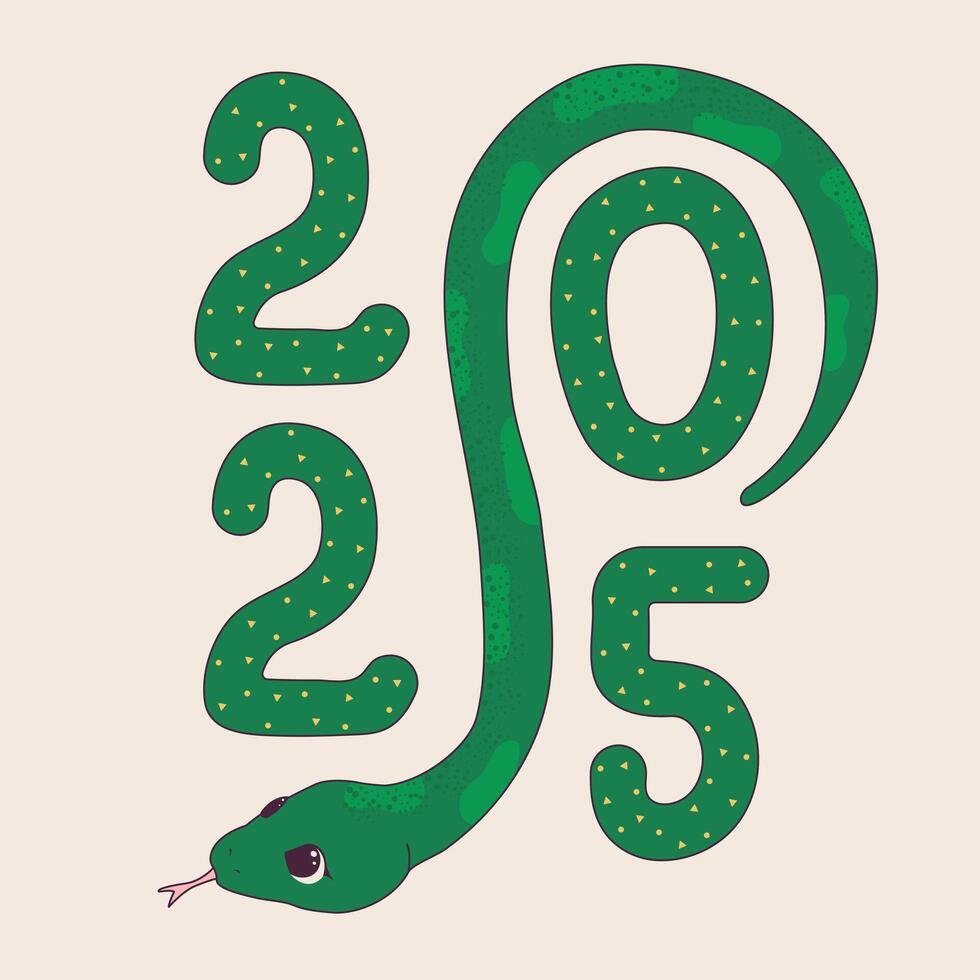 Symbol of Chinese New Year 2025. Illustration in retro style vector