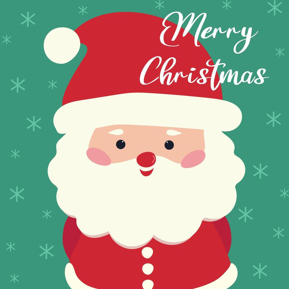 Christmas card with Santa Claus and Merry Christmas greetings. vector